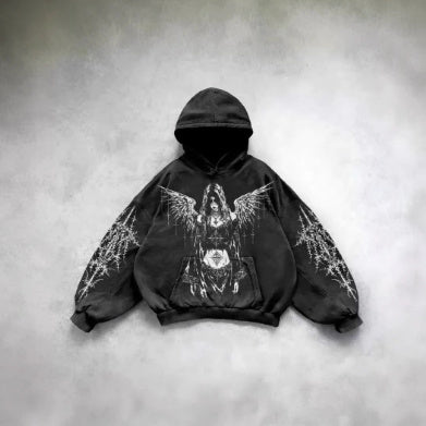 woman Gothic Angel Black Hoodie