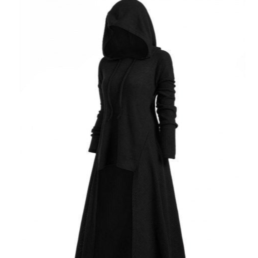 Black Goth Cloak Dress Hooded Cape women