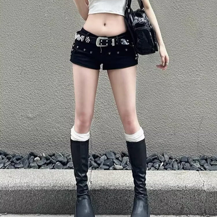 punk Black Sexy Goth Shorts womens
