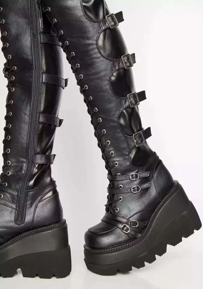 women Thigh High Lace Up Boots Womens