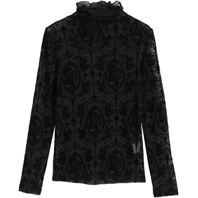 Black Sheer Lace Blouse
