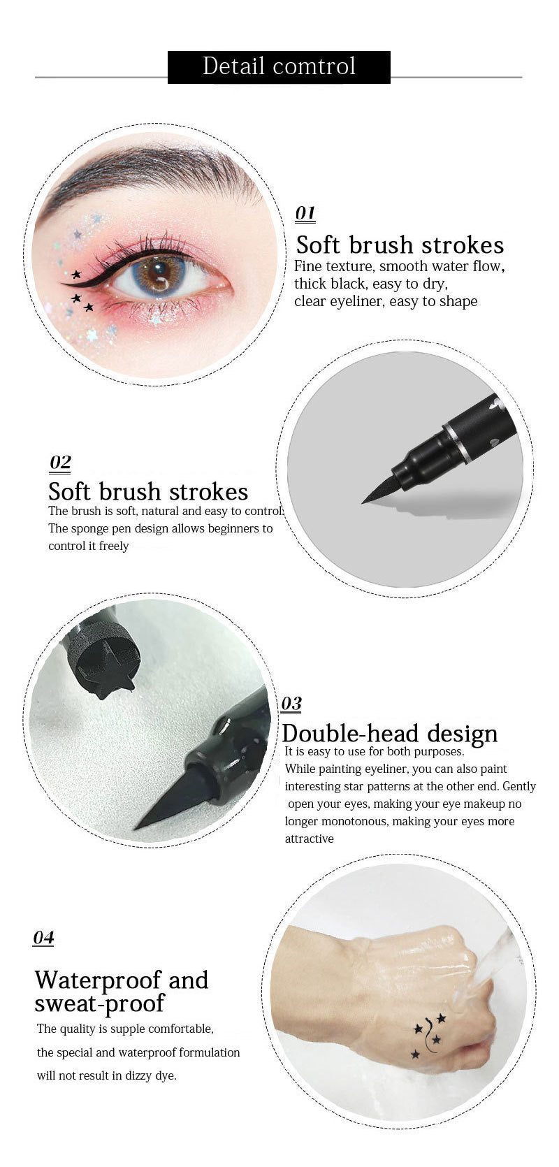 Heart Stamp Eyeliner Pen Double Headed Black