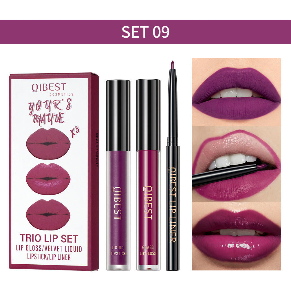 3 IN 1 Gothic Lip Set Purple Lipstick Lip Gloss and Lip Liner