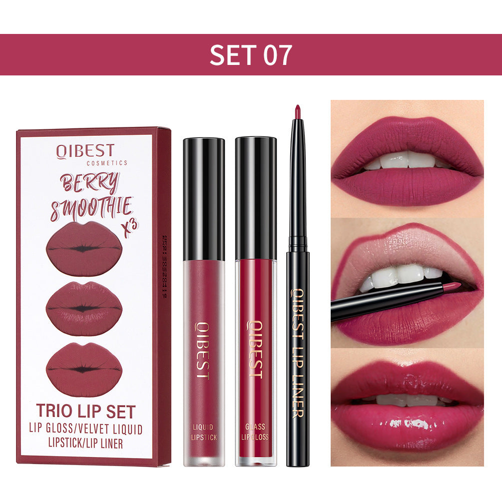 3 IN 1 Gothic Lip Set Purple Lipstick Lip Gloss and Lip Liner