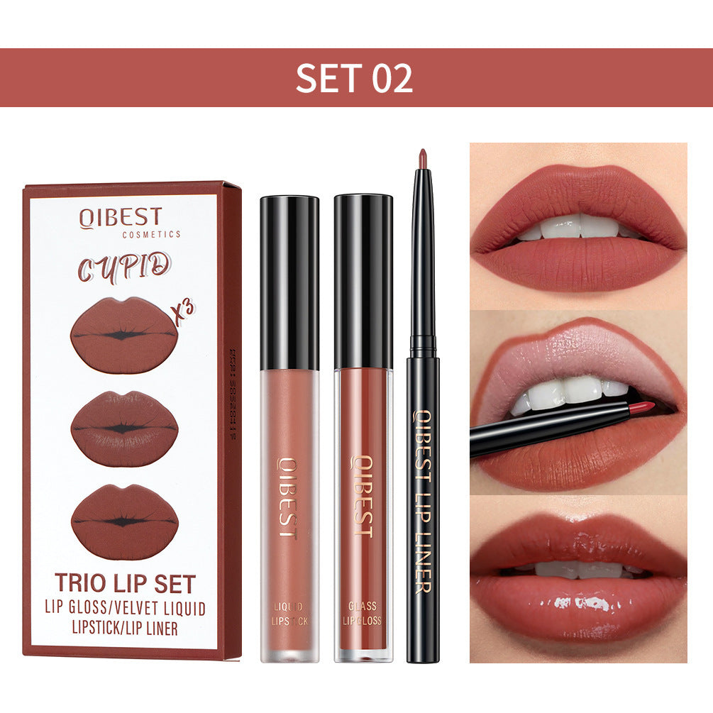 3 IN 1 Gothic Brown Lip Set Lipstick Lip Gloss and Lip Liner