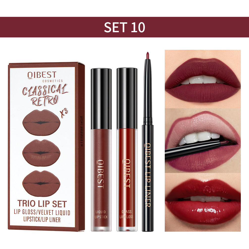 3 IN 1 Gothic Lip Set Black Lipstick Lip Gloss and Lip Liner