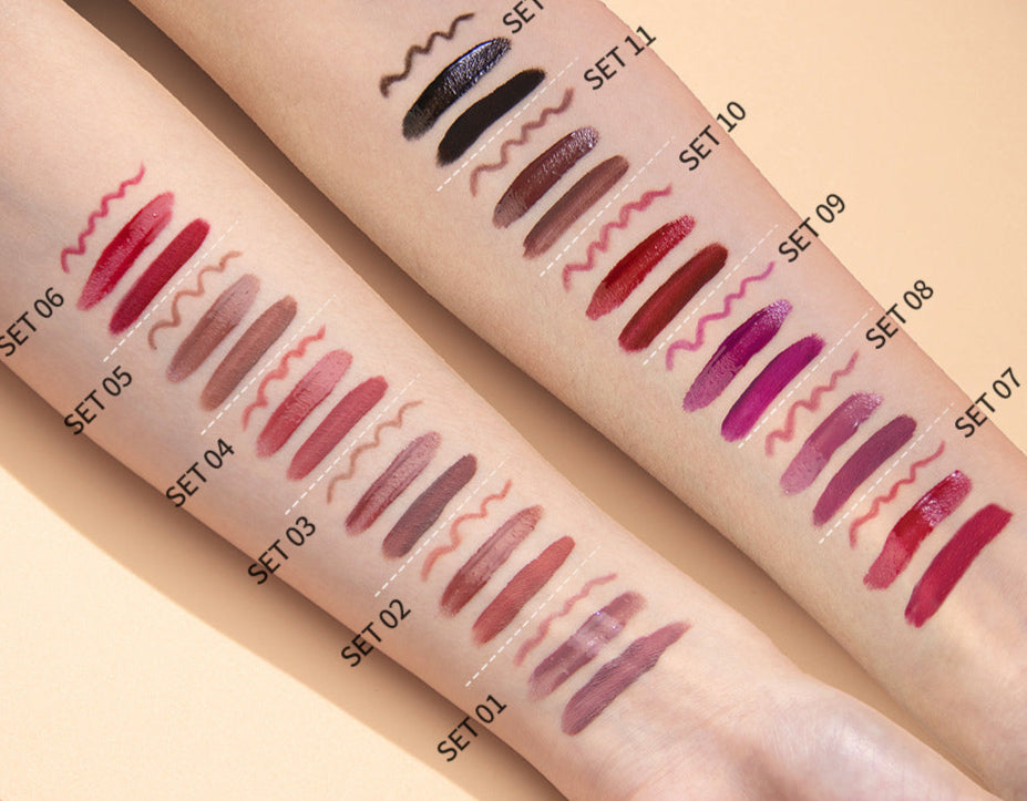 3 IN 1 Gothic Lip Set Black Lipstick Lip Gloss and Lip Liner