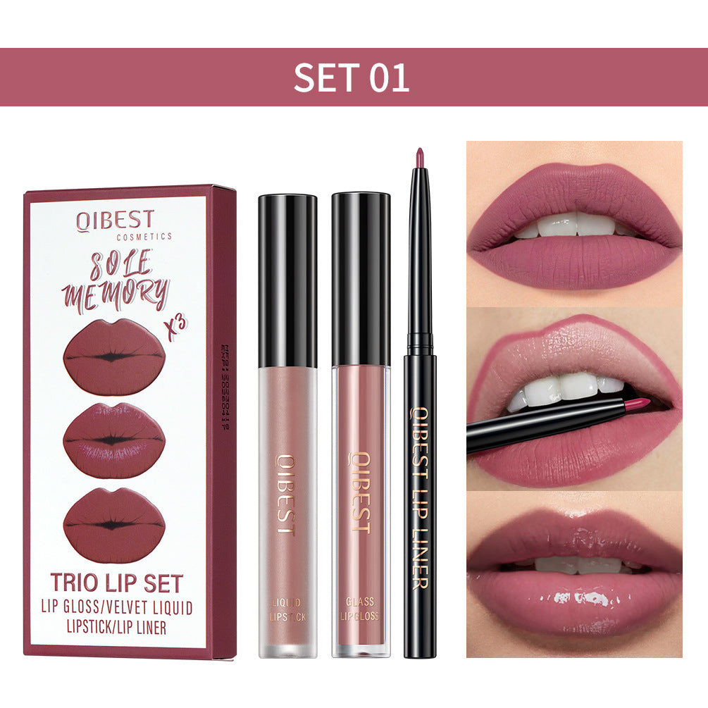 3 IN 1 Gothic Lip Set Purple Lipstick Lip Gloss and Lip Liner