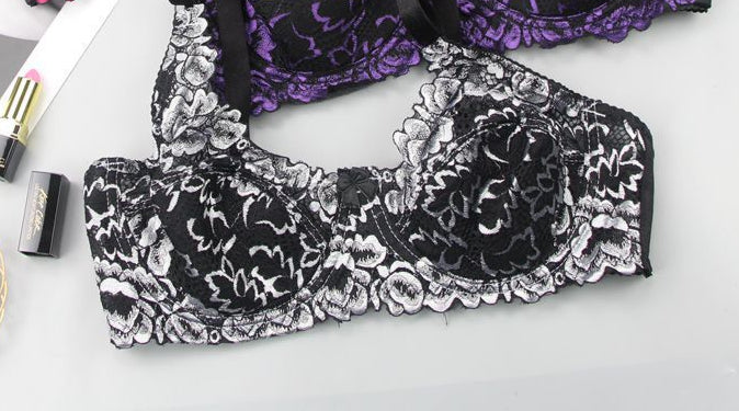 Lace Gothic Bra Floral Black White