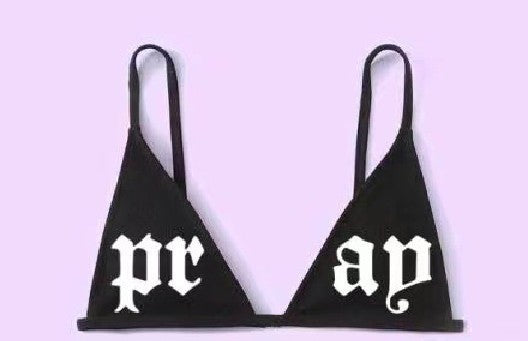 "Pray" Dark Gothic Triangle Bikini Set with Crosses