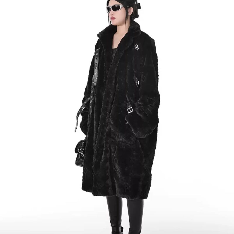 Alt Goth Plush Coat Womens
