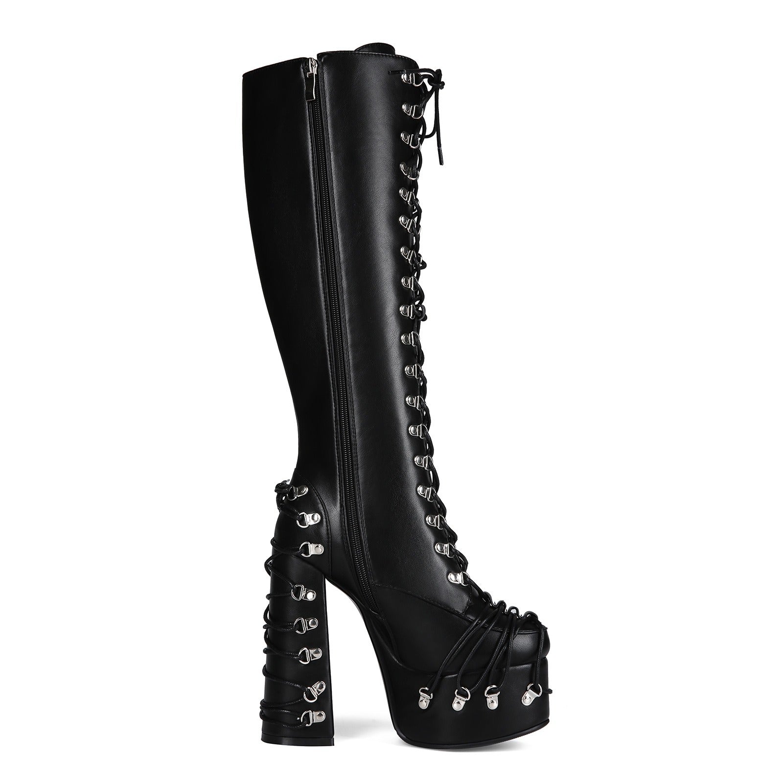 Alt Leather Lace Up Heel Boots