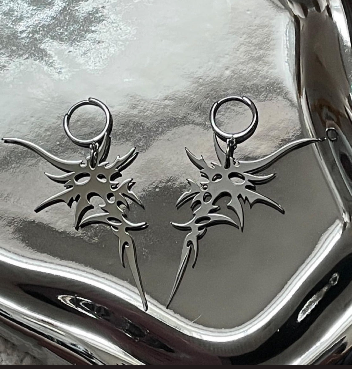 Alternative Spike Earrings Silver Color