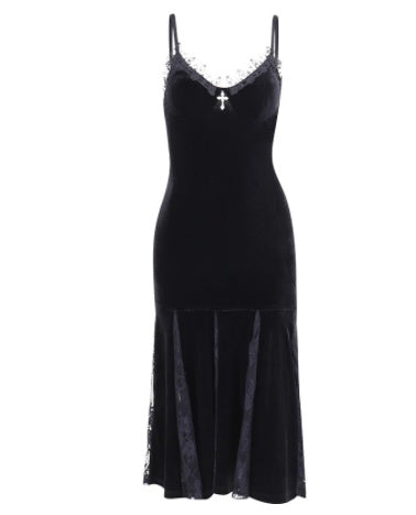 Alternative goth Black Dress - Lace Fishtail