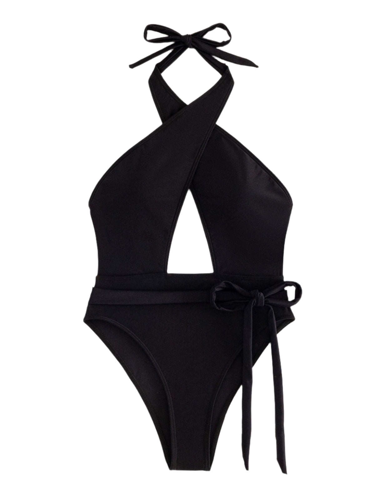 Backless Black Haltertop Swimsuit
