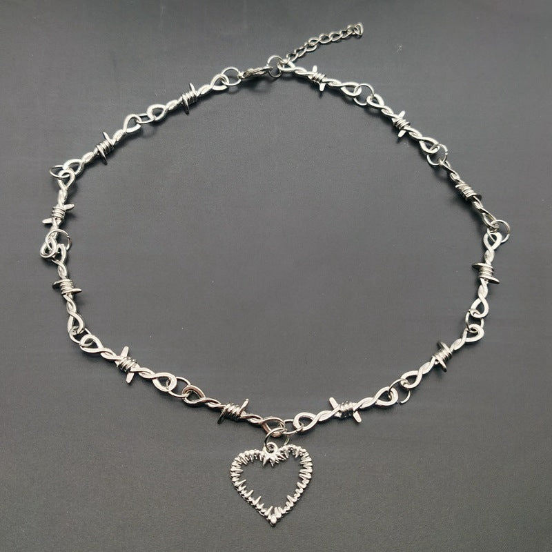 Barbed Wire Heart Necklace Women