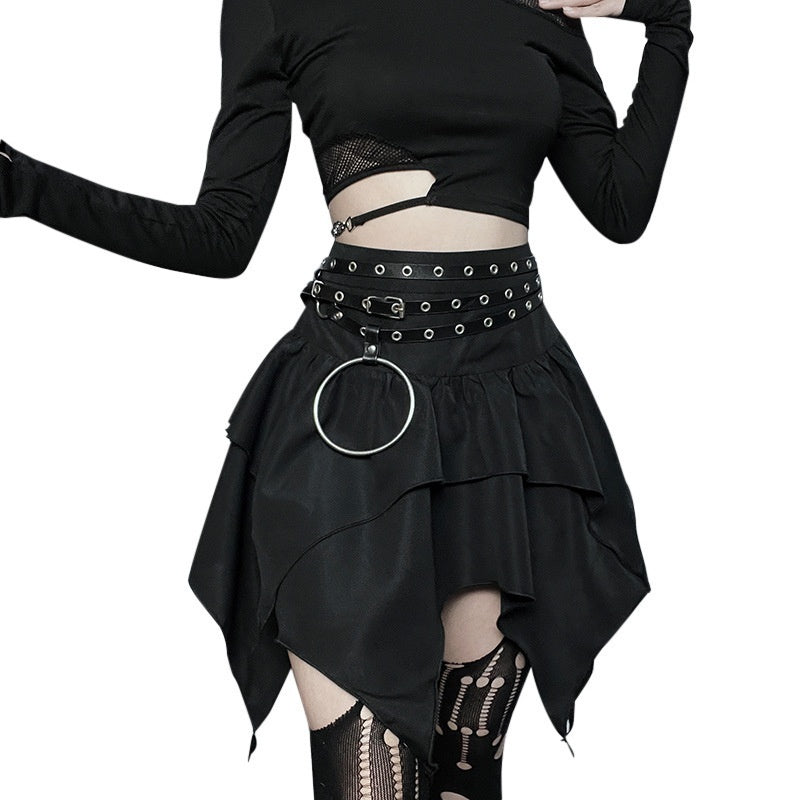 ruffles Bat Skirt Black Goth