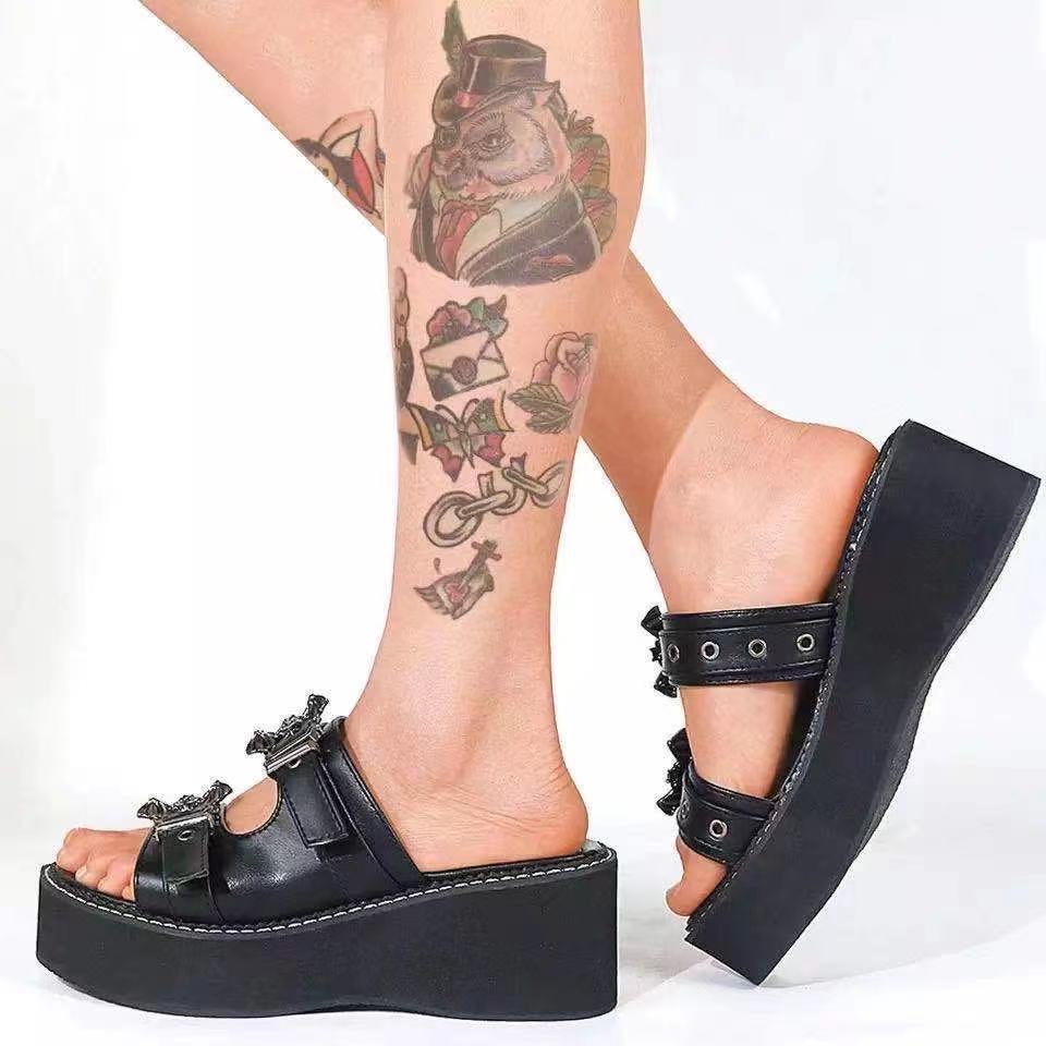 Bat Slides Sandals Gothic Summer Womens