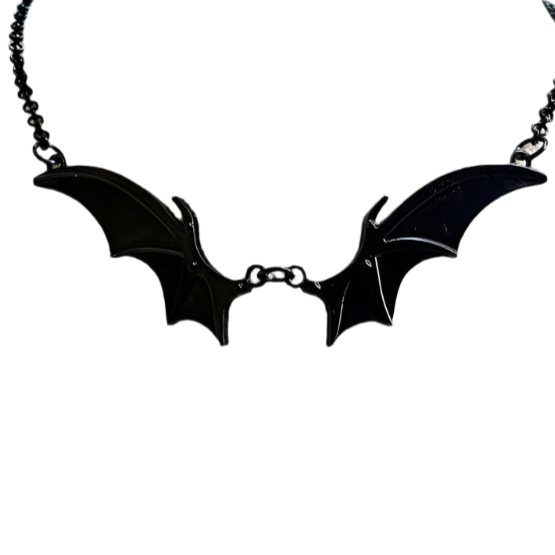 Black Bat Wings Necklace