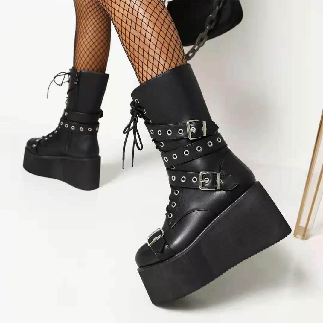 Black Emo Boots platform