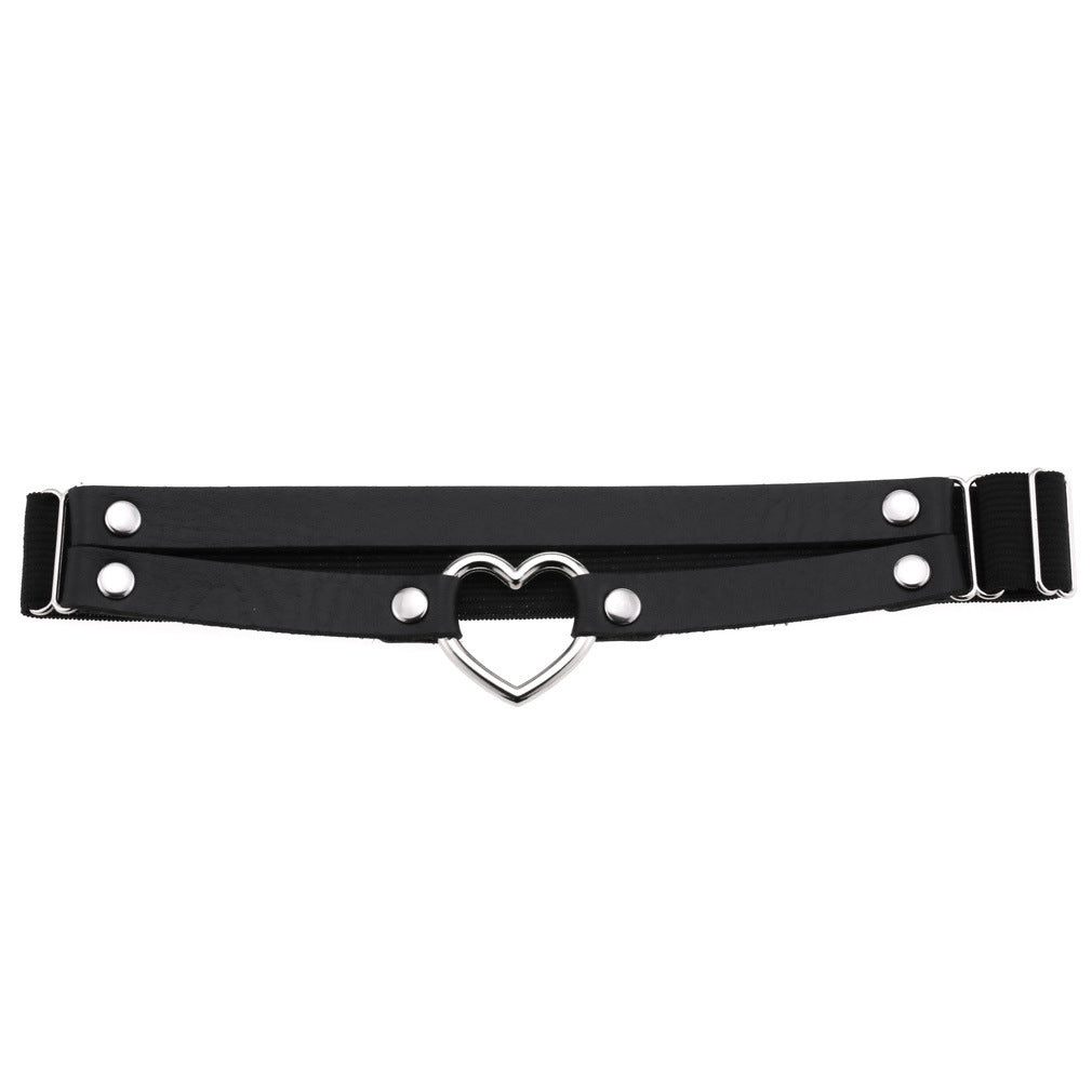 Black Faux Leather Garters Punk Heart