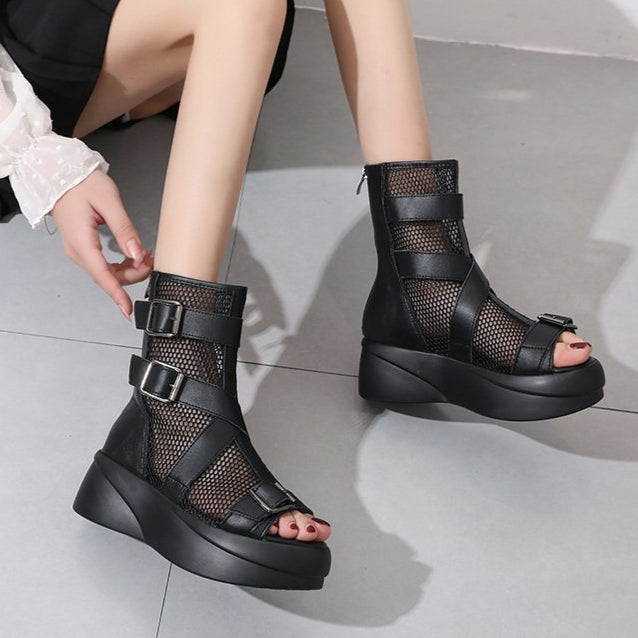 Black Fishnet Sandals Alt for Women