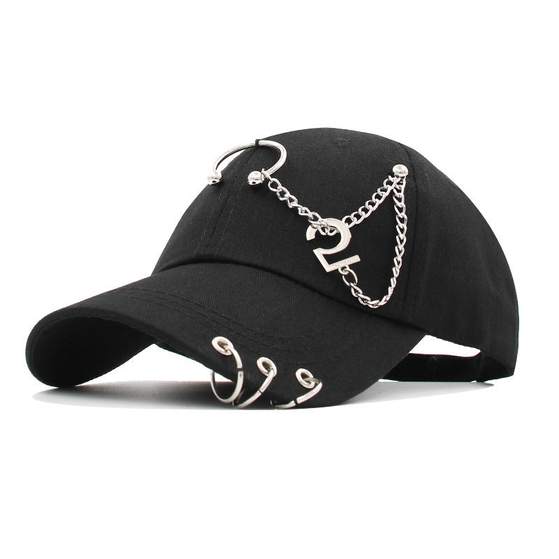 Black Goth Baseball Hat safety pin