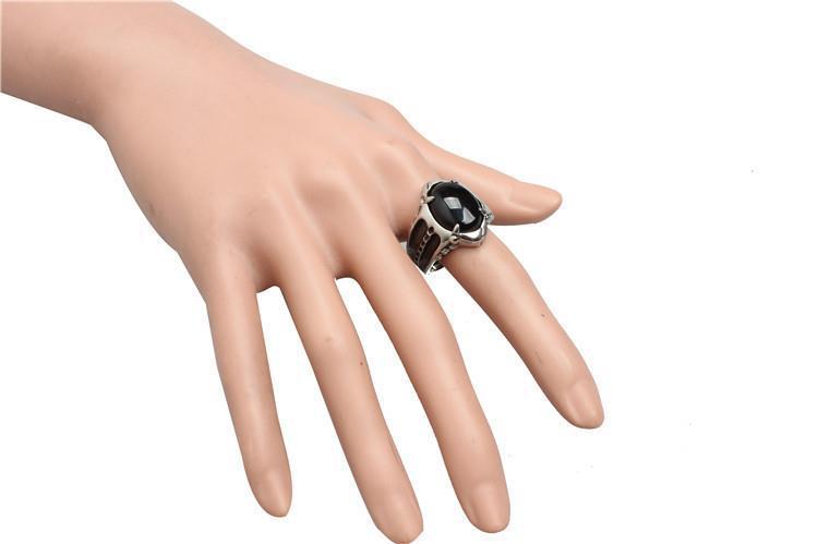 Black Goth Pendant Gemstone Ring