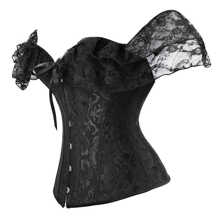 Black Goth Lace Sleeve Corset