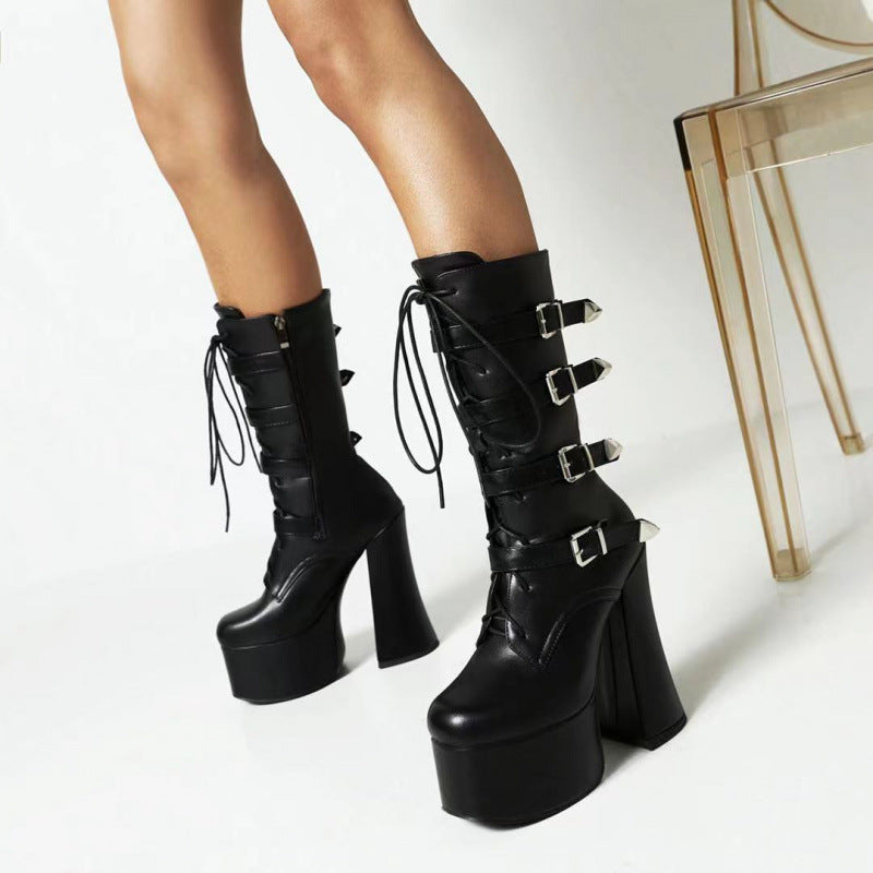Black Goth Platform Boots Womens 