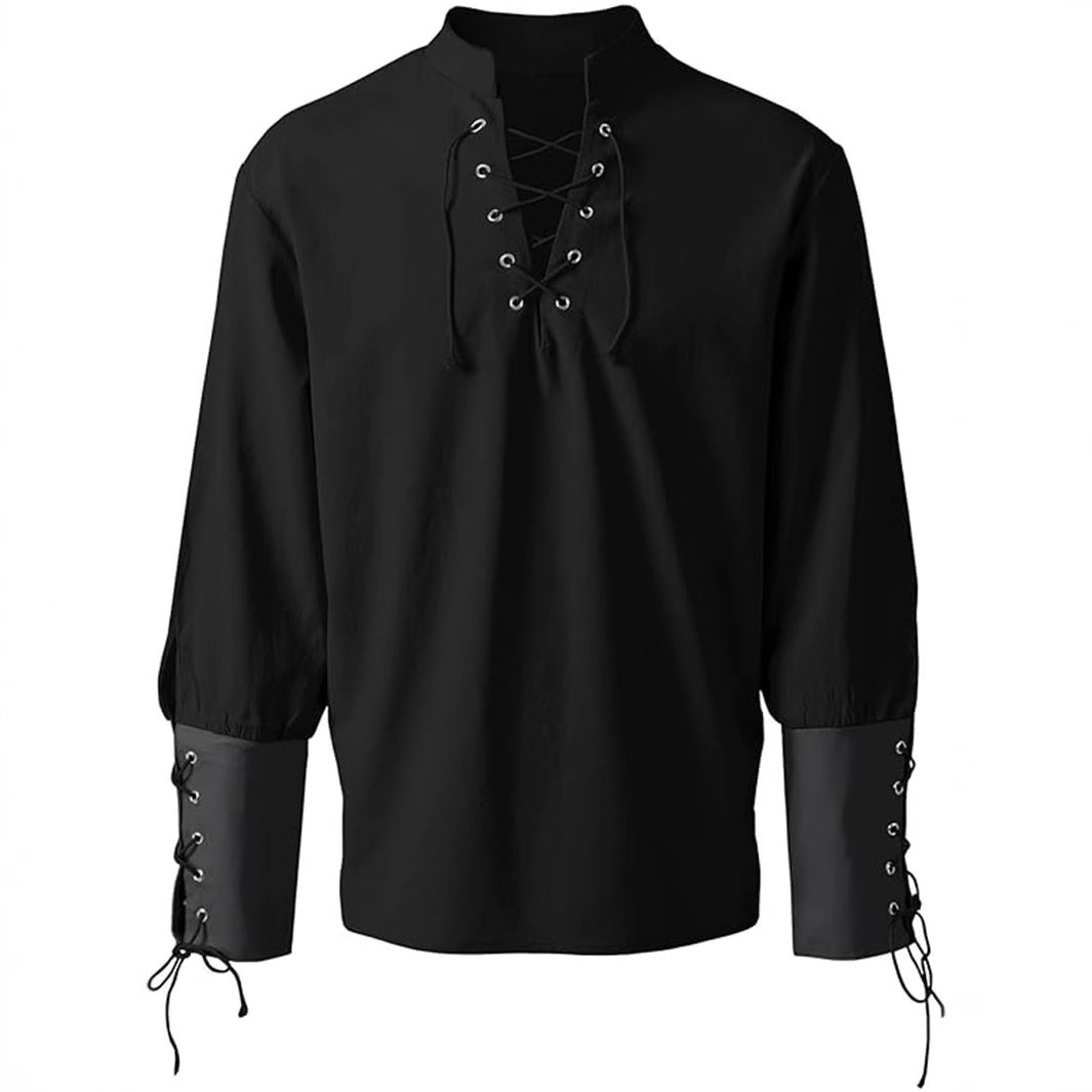 Black Goth Shirt Long Sleeves Mens