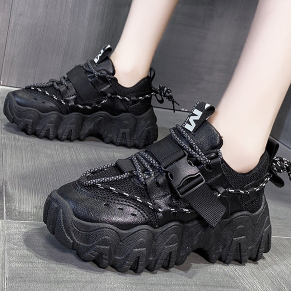 Black Goth Sports Shoes Womens