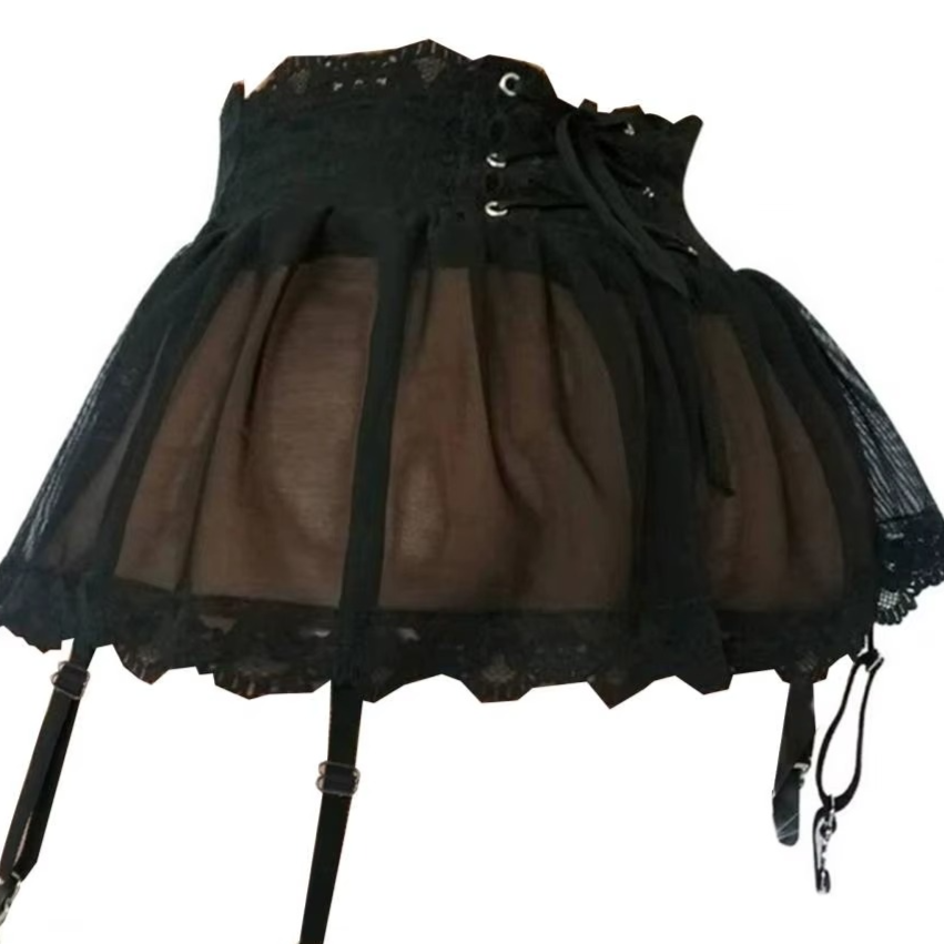 Black Goth Garter lingerie Skirt