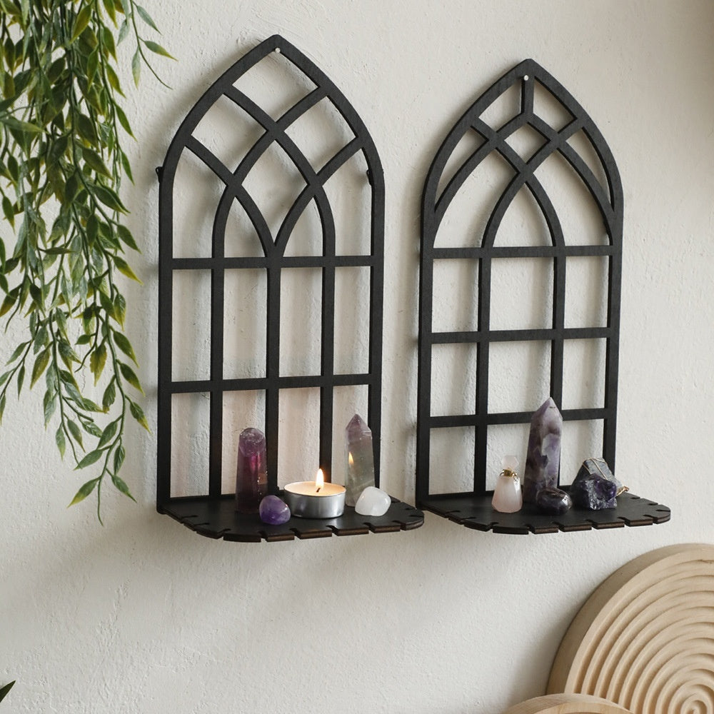 Black Gothic Bookself for Wall cathedral window