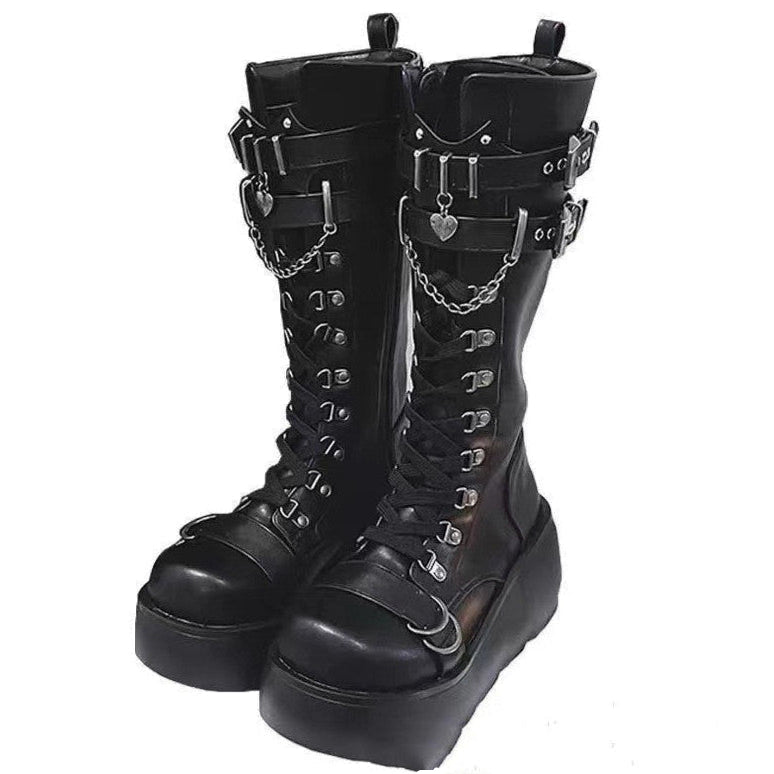 Black Gothic Combat Boots Womens