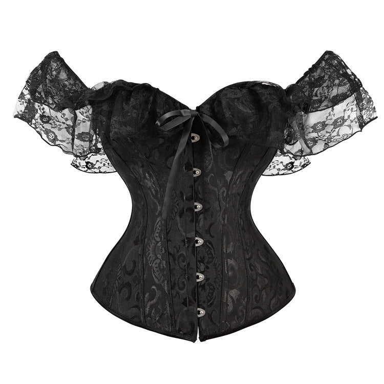 Black Gothic Lace Sleeve Corset