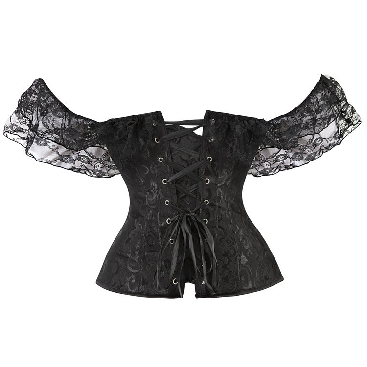 Black Gothic Lace Sleeve Corset