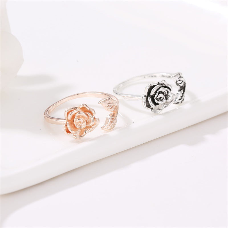 Black Gothic Rose Ring for Women