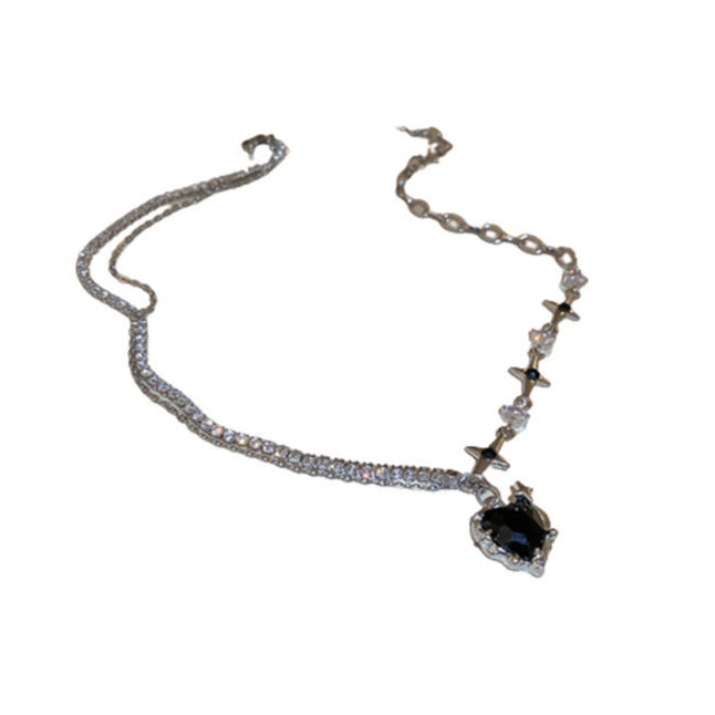 Black Heart Pendant Necklace women