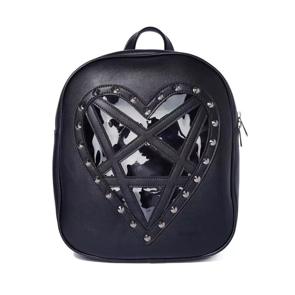 Black Heart Pentagram Backpack Gothic