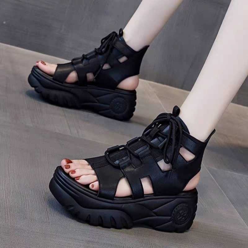 Black Leather Sport Sandal Shoes Alternative