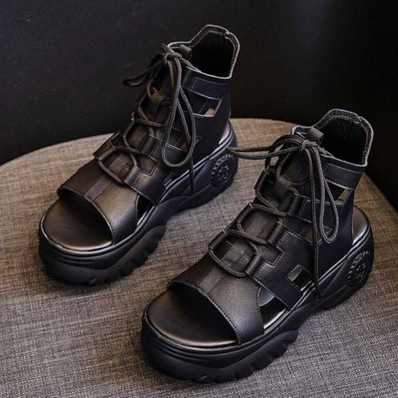 Black Leather Sport Sandal Shoes Alternative