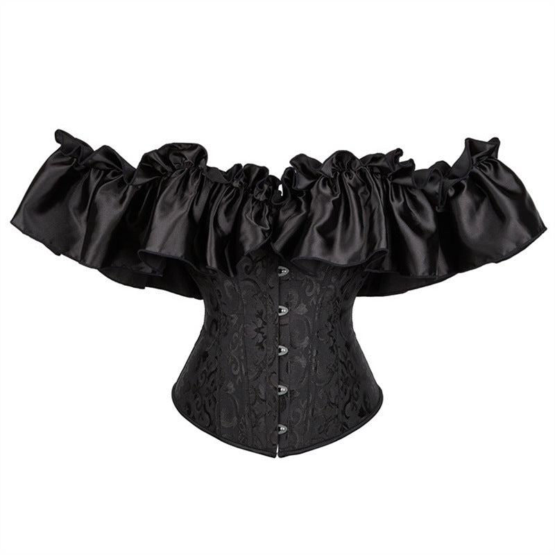 Black Off-Shoulder Corset with Ruffles