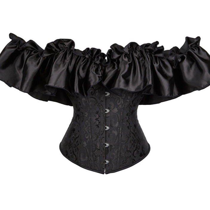 Black Off-Shoulder Corset with Ruffles