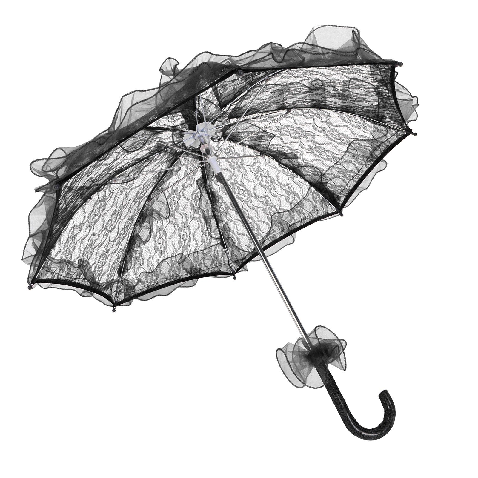 Black Ruffle Parasol Umbrella Decorative