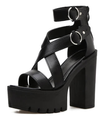Black Platform High Heel Sandals Gothic