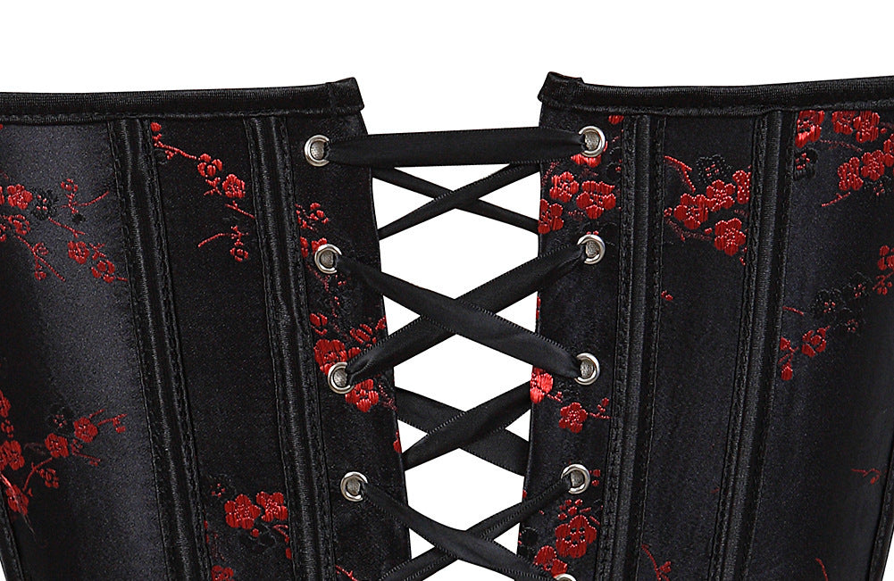 Black Red Gothic Corset Chinese Style