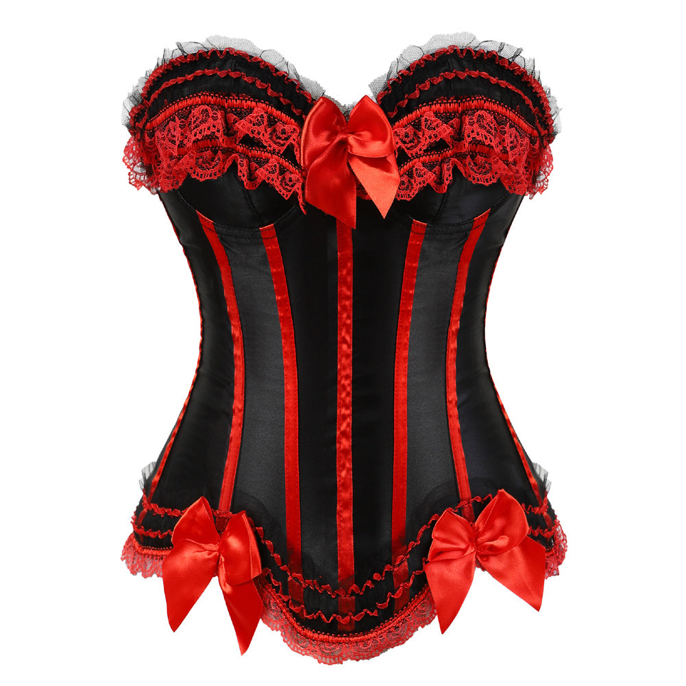 Black Red black Corset with Bows