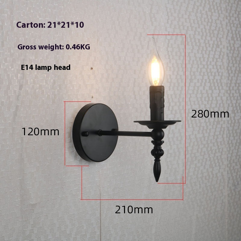 Black Retro Gothic Wall Lamp fake Candle