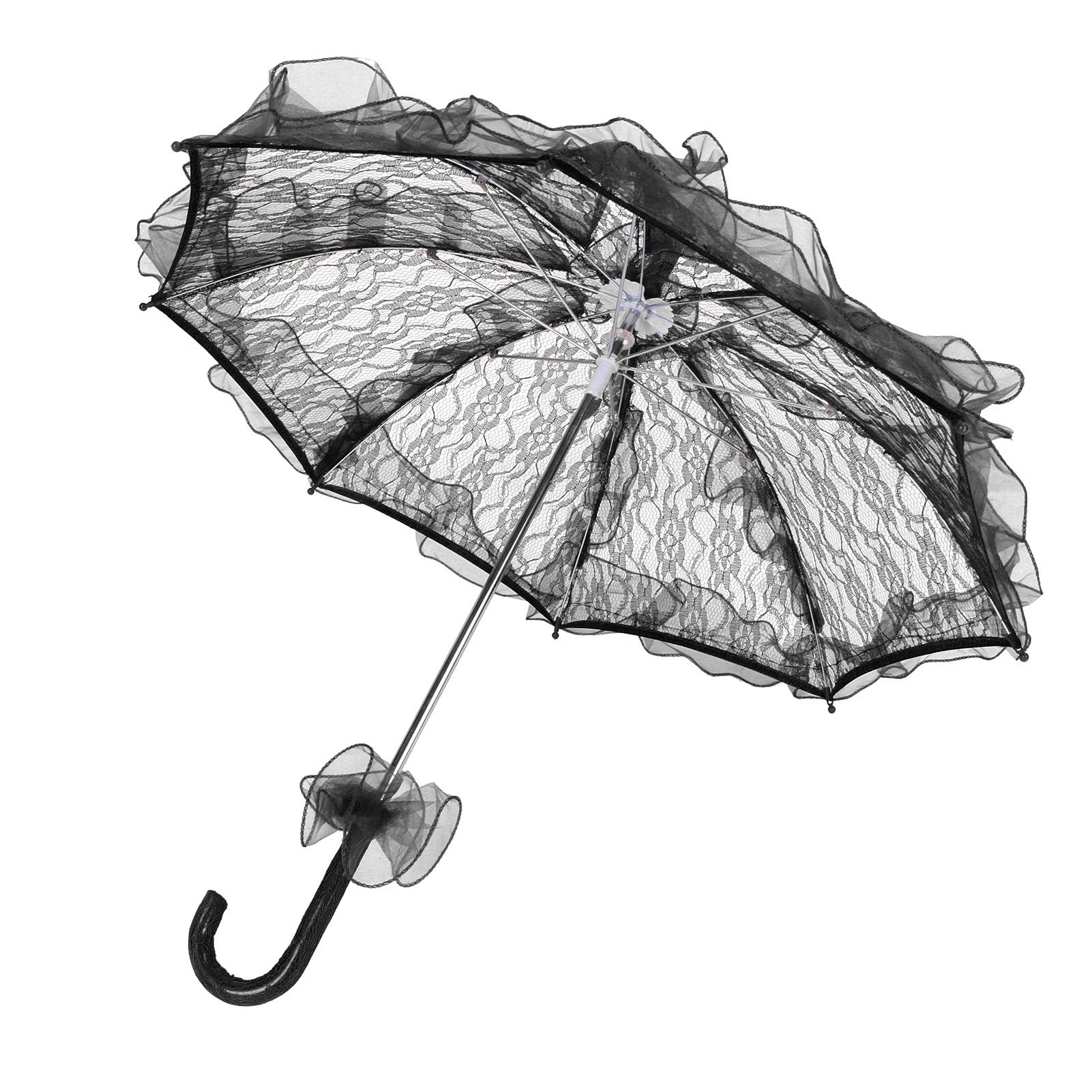 Black Ruffle Parasol Umbrella 